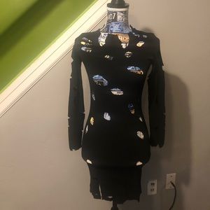 Black sweater shirt-dress, M, NWOT.